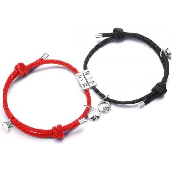 Gift For Valentine's Day 2PCS Couple Magnetic Bracelet Set Mutual Attraction Rope Braided Bracelets Adjustable Charm Couple Set For Women Men Gift For Valentine's Day 2PCS Couple Magnetic Bracelet Set Mutual Attraction Rope Braided Bracelets Adjustable Charm Couple Set For Women Men